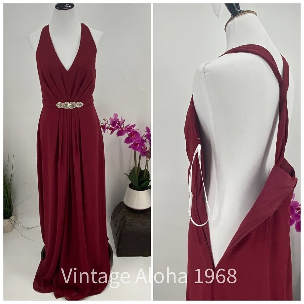 $256 Jenny Packham Evening Dress Nwt Maroon